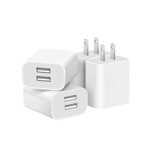 3er-Pack USB-Wandladegerät, Doppel-Port-Steckdosenadapter für Wandladeblock, USB-Netzadapter für iPhone 14/13/12/11 Pro/Pro Max, XS/XR/X, Galaxy, Pixe