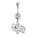 Refaxi 316L Steel Rhinestone Dangle Navel Belly Button Ring Bar (Elephant)