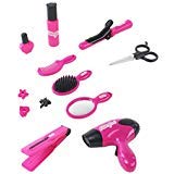Girl Make Up Toy Pretend Play Cosmetic Set, with Hair Dryer Curling Iron, Mirror & Other Fashion Accessories for Little Girl Cute Girl Hairdresser Pretend Play Toy Fashion Beauty Play Set