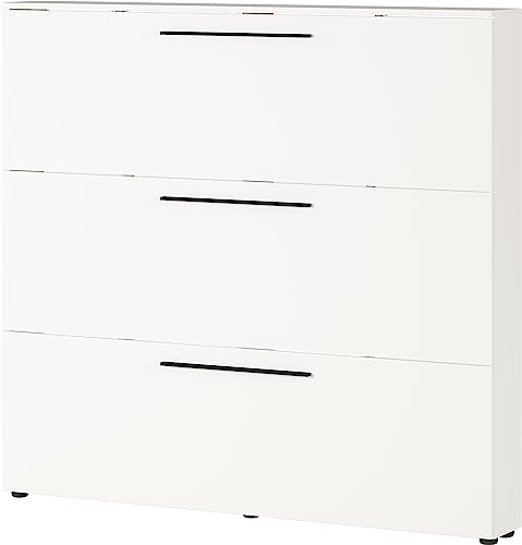 Germania Schuhschrank 2578-84 GW-Utah, in Weiss, mit Platz fuer 18 Paar Schuhe, geringe Tiefe, ideal fuer schmale Flure, 140 x 129 x 19 cm (BxHxT)