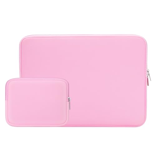 Photo 1 of RAINYEAR 14 Inch Laptop Sleeve Case Protective Soft Padded Zipper Cover Carrying Computer Bag with Accessories Pouch, Compatible with 14" Notebook Tablet Chromebook (Pink)