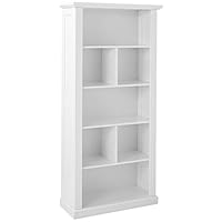 Target Marketing Systems Preston Collection Contemporary Three Shelf, Four Cubby Tall Standing Bookcase, White