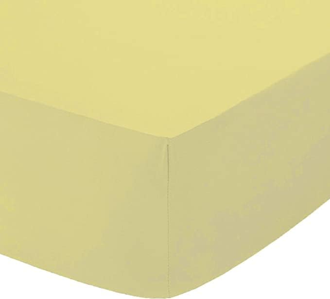 British Home Bedding - Plain Polycotton Percale Fitted Bed Sheets - Shrinkage and Fade resistant with a soft luxurious finish (Lemon, King)