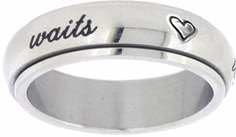 Solid Rock Jewelry 109315 Ring Stainless Cursive True Love Waits With Hearts Spin Style 389 Size 9