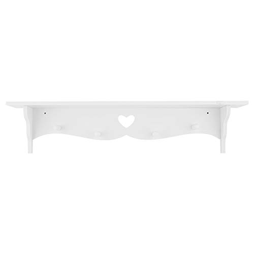 AUNMAS Floating Wall Shelves for Bedroom, Wood Plastic Floating Shelf Display Hook White Carved Rack Hanging Hollow Coat Storage Organizer Bracket Decor for Home Living Room Kitchen