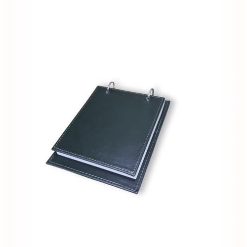 Bloco de Anotações Executivo com Capa de Couro Sintético Costurado, 150 Folhas Destacáveis, Argolas de Metal, Porta Caneta, 15x20 cm, Azul