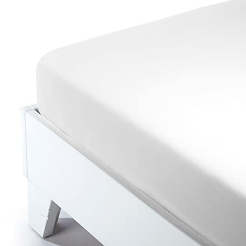 Caleffi Teinte Unie en Flanelle - Drap Bas, Blanc, pour lit Simple
