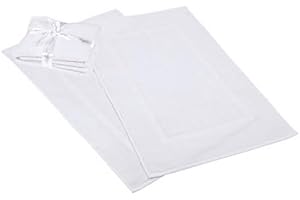 HILLFAIR 900 GSM-Hotel-Spa Tub-Shower Bath Mat Floor Mat - (2 Pack, White, 21 Inch by 34 Inch) - 100% Ringspun Cotton Bath Mat/Bath Rugs,Machine Washable Cotton Bath Mats - Terry Bath Mats/Rugs