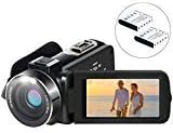 Video Camera Camcorder Digital Vlogging Camera Recorder for YouTube Aabeloy HD 1080P 15FPS 24MP 16X Digital Zoom 3.0 Inch 270 Degree Rotation Screen Camcorder with 2 Batteries