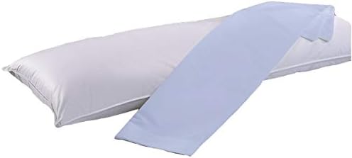 Lancashire Bedding Premium 4ft6 Double Bolster Pillow with Baby Blue Removable Cover/Case - Long Pillow - Made in the UK!