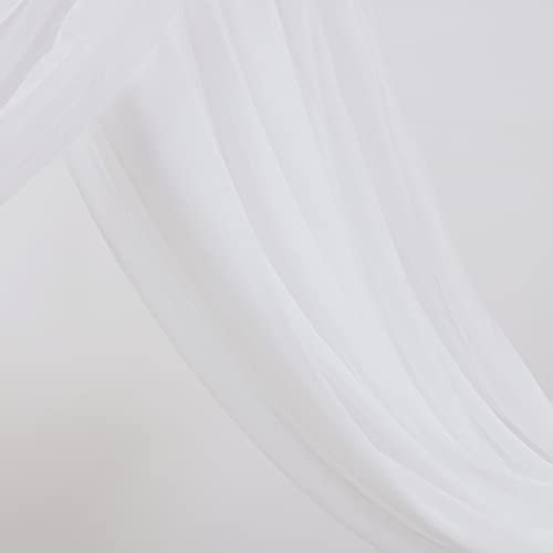 GMWD Wedding Arch Draping 3 Panels 6 Yards White Chiffon Fabric Sheer Backdrop Curtains Table Runner for Ceremony Reception Decorations Bridal Shower Decor