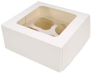 Bakery direct White Cupcake Box for 4 Cupcakes with Window and matching 4 hole/cavity insert and FREE piping bag - Choose yor size (5)