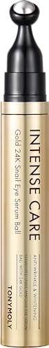 Tonymoly Intense Care 24K Gold Snail Eye Serum – Anti-Aging, Reduces Puffiness, Dark Circles & Wrinkles – Hyaluronic Acid & Peptides – 360° Eye Roller, 20ml
