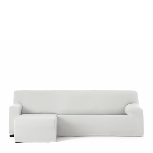 Eysa Bi-Elastic Sofa Cover for Chaise Longue with Short Arm Left Side Front View White Harlem Design
