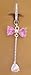 Fake Belly Navel Non Clip on Piercing Cz & Pink Bow Long Dangle Ring