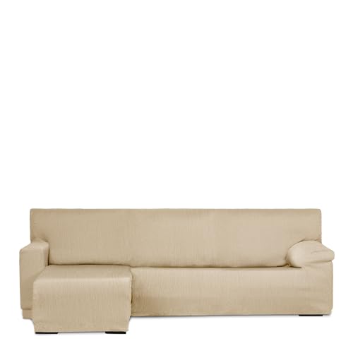 Eysa Light Sofa Cover for Chaise Longue with Short Arm Left Side Front View Beige