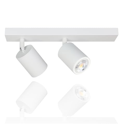 ZMH LED Ceiling Light White Ceiling Spotlight: GU10 Ceiling Light Spot 2 Flames 350° Rotating Ceiling Spotlight Modern Hallway Light Industrial Wall Spotlight Living Room Without Bulbs