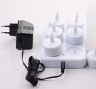 Rechargeable Tea Light with Holder - White - Set of 6