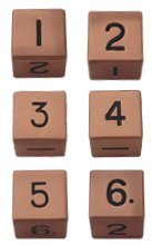 Metal Dice Set: 6 d6 16mm Dice: Antique Copper