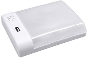 Facon 12V LED Ceiling Dome Light with USB Charger, High Speed Charging 5V 2.4A, 12V DC Interior Light with On&Off Switch for 