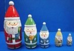 5.5" Set of 5 Multicolor Santa with Christmas Gifts Wooden Nesting Dolls