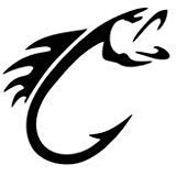 Fish Hook with Fish PREMIUM Decal 5 inch WHITE | Fishing | Hunting | Hook | Trout | Bass | Antler | car truck van laptop macbook bumper sticker