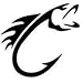 32 & Willys Fish Hook with Fish PREMIUM Decal 5 inch WHITE | Fishing | Hunting | Hook | Trout | Bass | Antler | car truck van laptop macbook bumper sticker