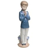 LLADR&Oacute; Nao Collectible Porcelain Figurine: TIME to Pray - 8 " Tall - Church Boy...1st Communion
