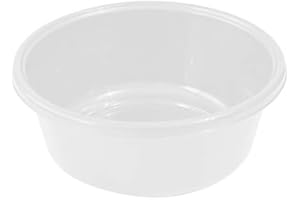 YBM HOME Round Plastic Wash Basin (Pearl White, 9.75")