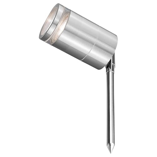 4lite Marinus Outdoor Spike Light (Stainless Steel) Rust Free IP65 Rated Garden Single Spot Light Supplied with Smart GU10 Bulbs - 4L2/7002-4Yr Guarantee