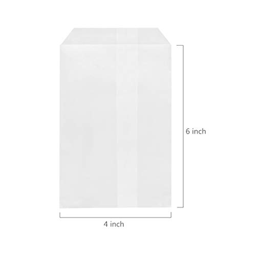 Flat Glassine Waxed Paper Treat Bags 4x6 Semi-Transparent for Bakery Cookies Candies Dessert Chocolate Party Favor, Pack of 100 by Quotidian (4'' x 6'')