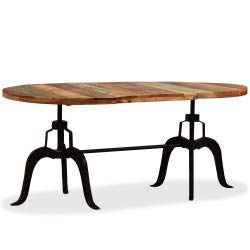 Vidaxl Solid Reclaimed Wood Dining Table 180 Cm Steel Leg Kitchen