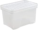 Wham Plastic Storage Boxes 60 Litre Pack of 5 Clear Nestable Stackable view 2
