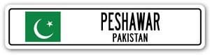 PESHAWAR, PAKISTAN Street Sign Decal Sticker Pakistani flag city country road wall gift