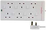 Pro Elec 6 Gang Surge Protected Extension Lead 10 Metre White On/Off Switch view 2