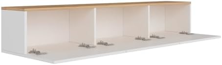 Stylish TV Stand, 150 cm Wide, White & Atlantic Pine | 100% Melamine Coated Chipboard, 30 cm Height, 32 cm Depth | Modern Design for Living Room & Entertainment Spaces
