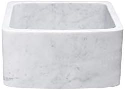 The Allstone Group, 17" Kitchen Farmhouse Sink, Single Basin, Curving Front, Reversible, Carrara White Marble Natural Stone, Honed