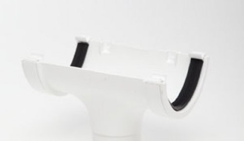 POLYPIPE RR105 White Running Outlet for 112mm Half Round guttering System