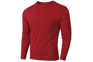 Men's Ribbed Long Sleeve T-Shirts Slim Fit Muscle Crew Neck Casual Gym Workout Tee Solid Color Basic Thermal Undershirt Tops