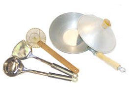 Carbon Steel 10" Mini Wok - 5 Pc Set, USA made