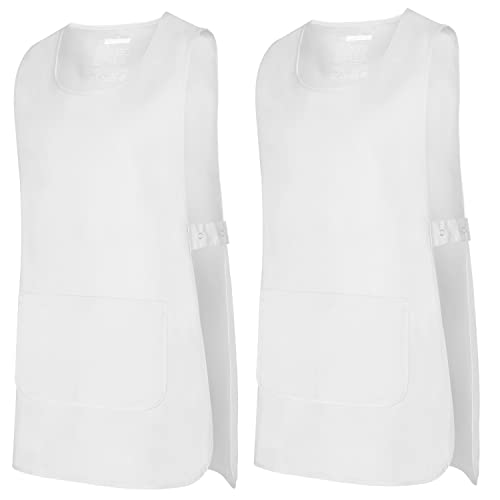 MISEMIYA - Package 2 Units - Cleaning Apron Work Uniform Clinical Medical Cleaning Veterinary Sanitary Hospitality- Ref.868 - X-Large, White 21