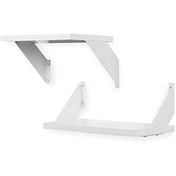 Wallniture Cove 2-Piece Floating Shelves Wall Mounted - Rustic and Modern Home Decor - Wood Wall Storage Shelves for Living Room, Bedroom, Kitchen and Bathroom, White