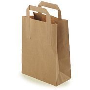 25 PCS x Small Brown Paper Bags Kraft Bags With Flat Handles Sandwich Lunch Bags Food Grocery Bags Packaging Bags Sweet Candy Bags Shopping Bags Eco-Friendly Takeaway Bags (17.78 x 8.89 x 21.59 CM)
