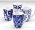 Symphony4 Pieces Elegant Greco Mug Set, White, 300 ml