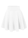 MBJ WB669 Womens Basic Versatile Strechy Flare Skater Skirt L WHITE