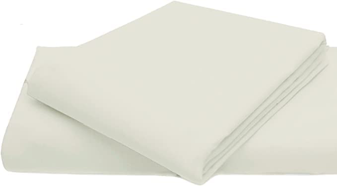 British Home Bedding - 100% Pure Egyptian Cotton 200 Thread Count Flat Bed Sheets - Hypoallergenic, Premium Deluxe Hotel Quality with Supreme Softness (Cream, Double)