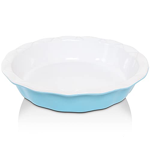 Vumdua Pie Pan 10.8 Inches Ceramic Pie Dish with Ruffled Edge Deep