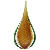 Yao Yuan Handmade Blown Murano-Style Art Glass Sculpture, Yellow and Green Glass Craft Decoration