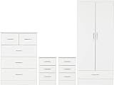 Seconique Nevada 2 Door 1 Drawer Wardrobe Set in White Gloss view 3