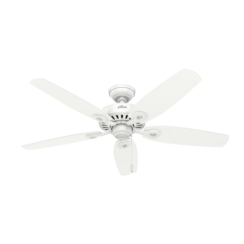 Hunter Builder Elite, Indoor, Ceiling Fan, No Light, 52 inch, Snow White | Standard Mount, Pull Chain, 5 Blades, For Bedroom, Living Room, Kitchen, 53240
